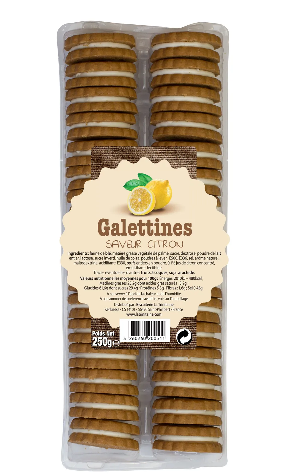 La Trinitaine Galettines citron biscuits fourrés goûter
