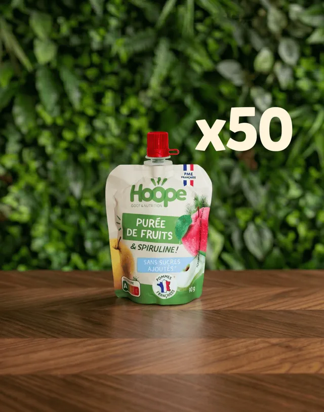 HOOPE Compotes Pommes Fraises gourde x50 sans sucres ajoutés