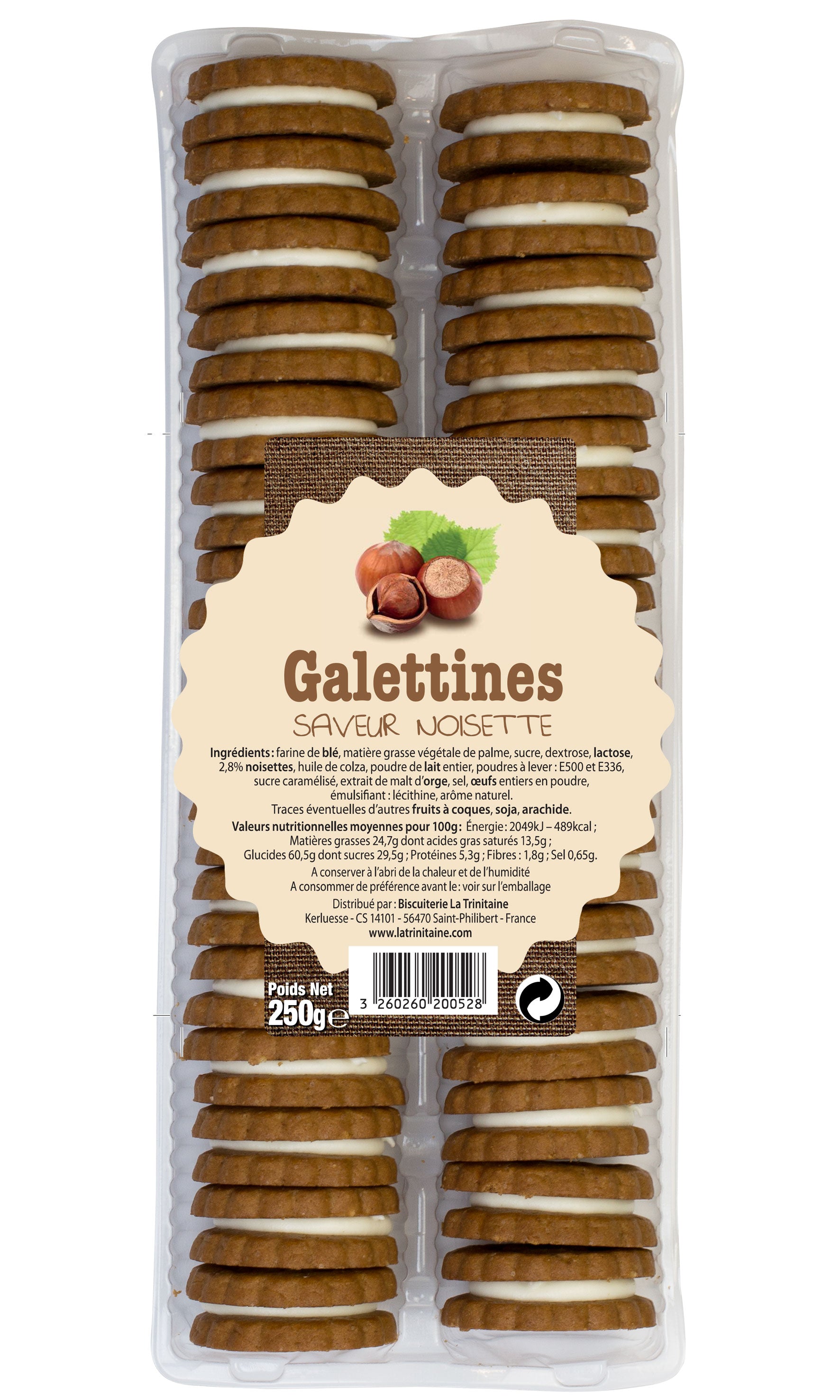 La Trinitaine Galettines Noisettes biscuits fourrés goûter