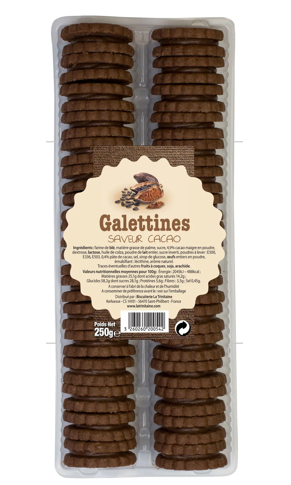 La Trinitaine Galettines cacao biscuits fourrés goûter