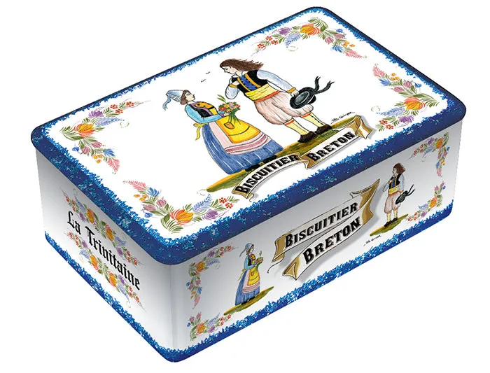 La Trinitaine Coffret Faïence Couple Fleur biscuits cadeau