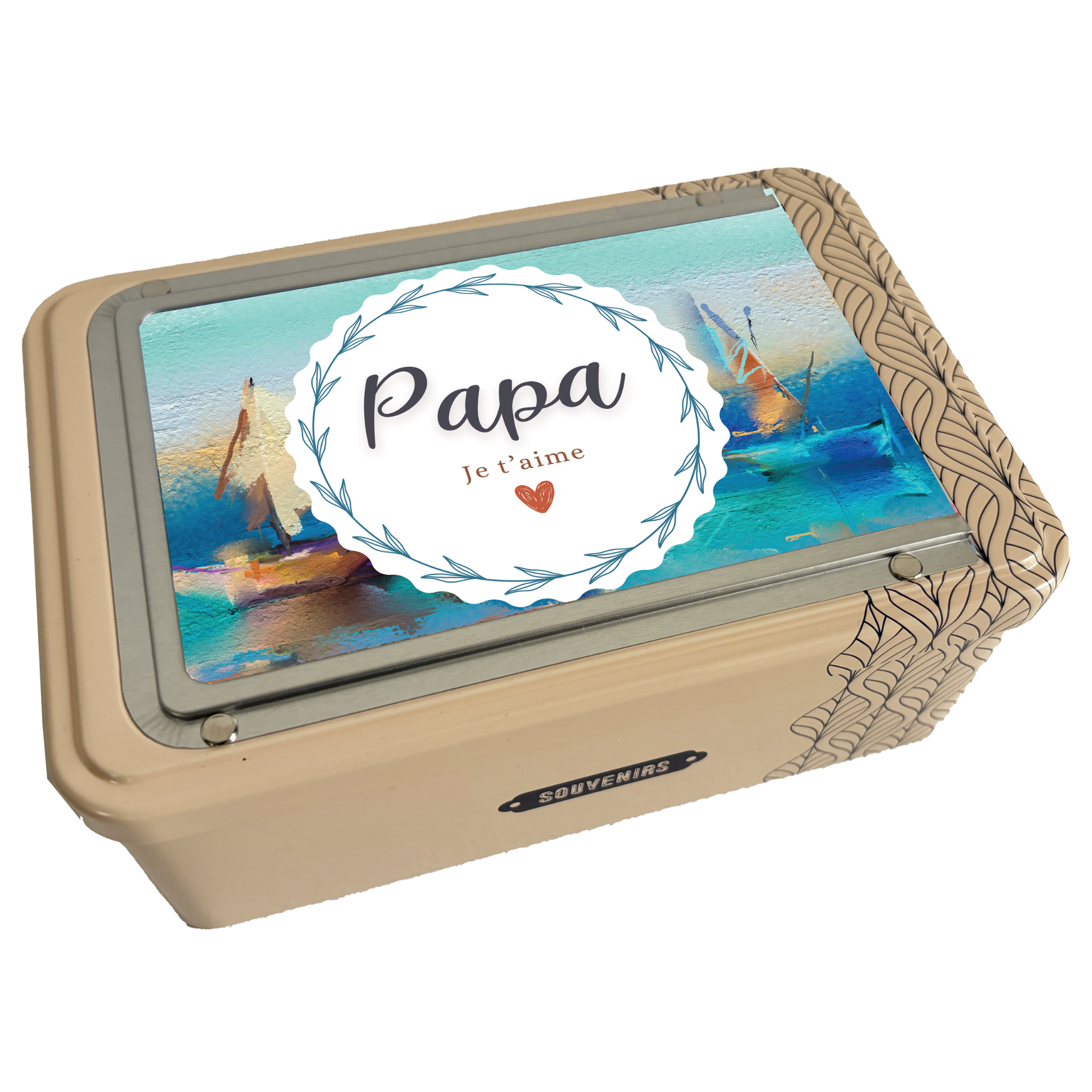 La Trinitaine Coffret cadre photo beige biscuits bretons