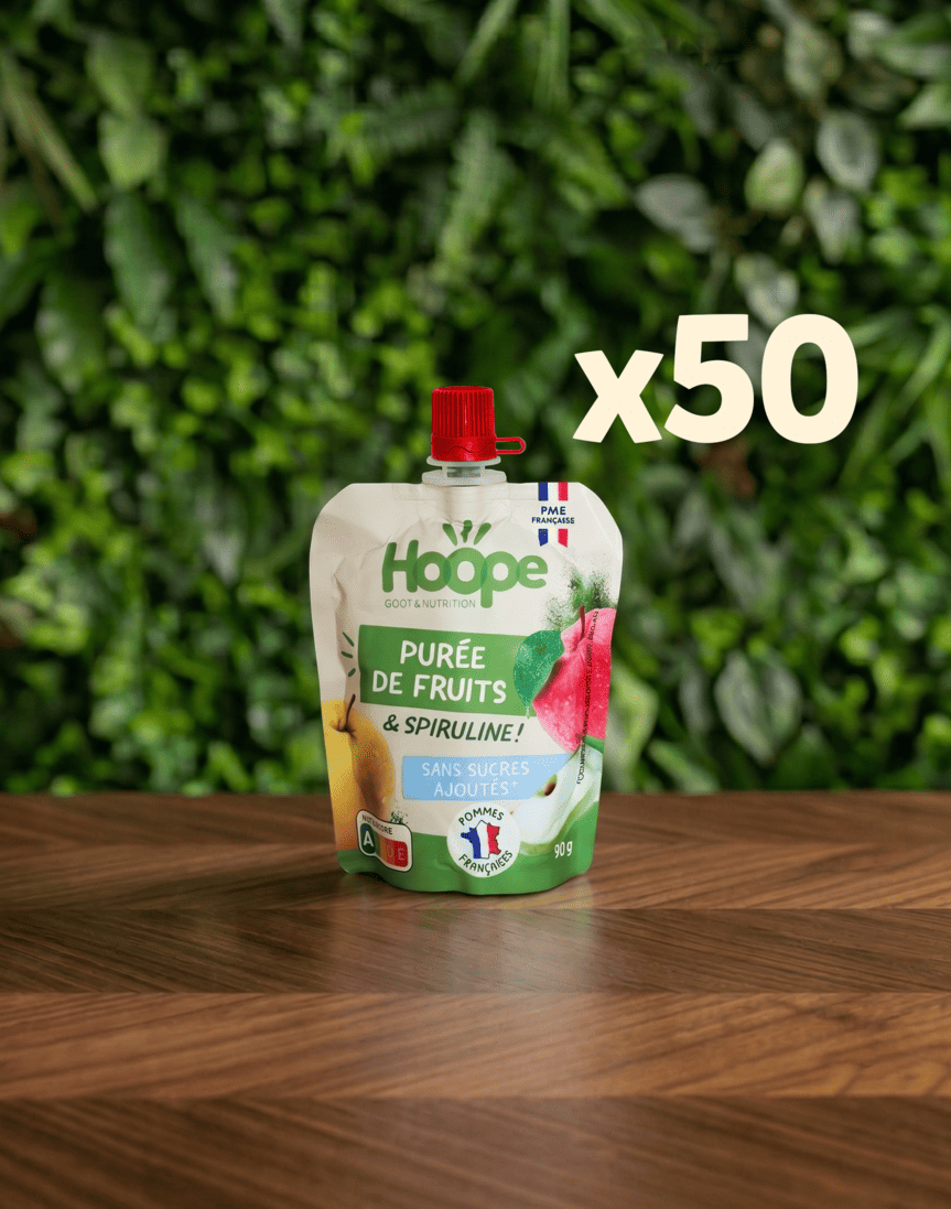 HOOPE Compotes Pommes Fraises gourde x50 sans sucres ajoutés