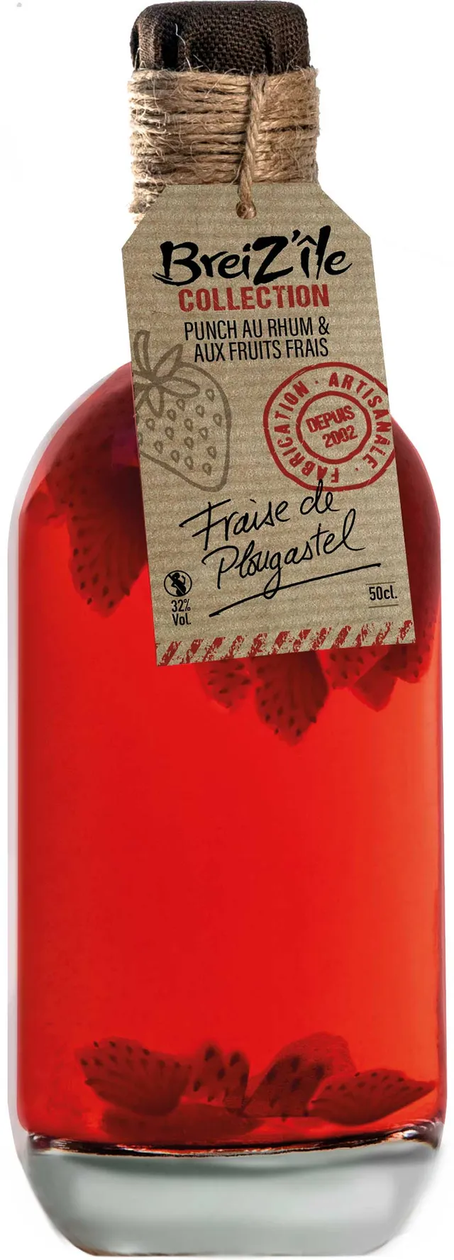 La Trinitaine Punch rhum fraise Plougastel 50 cl Breiz'île