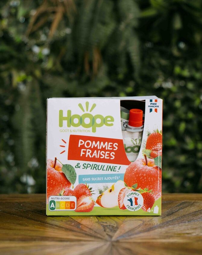 HOOPE Compotes Pommes Fraises gourde anti-gaspi spiruline