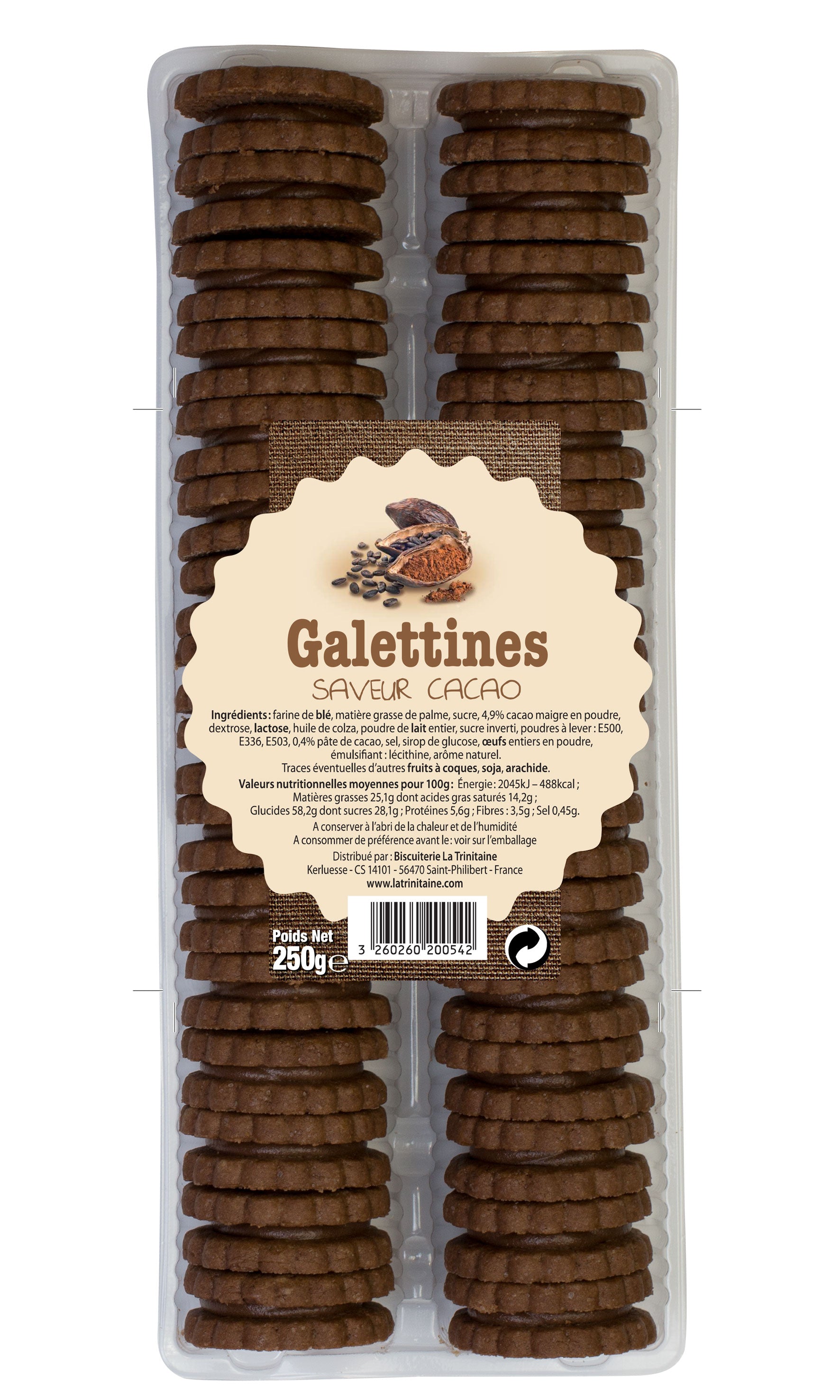 La Trinitaine Galettines cacao biscuits fourrés goûter