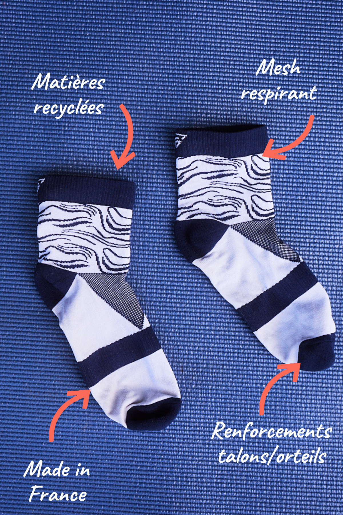 GAYASKIN Chaussettes Vagues femme mi-hautes 35/38 respirantes