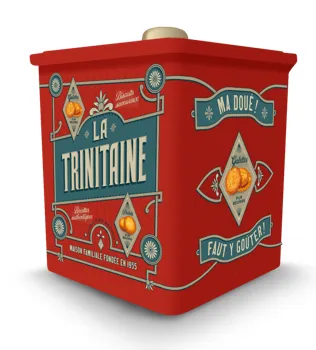 La Trinitaine Seau Carré Vintage Rouge boîte biscuits