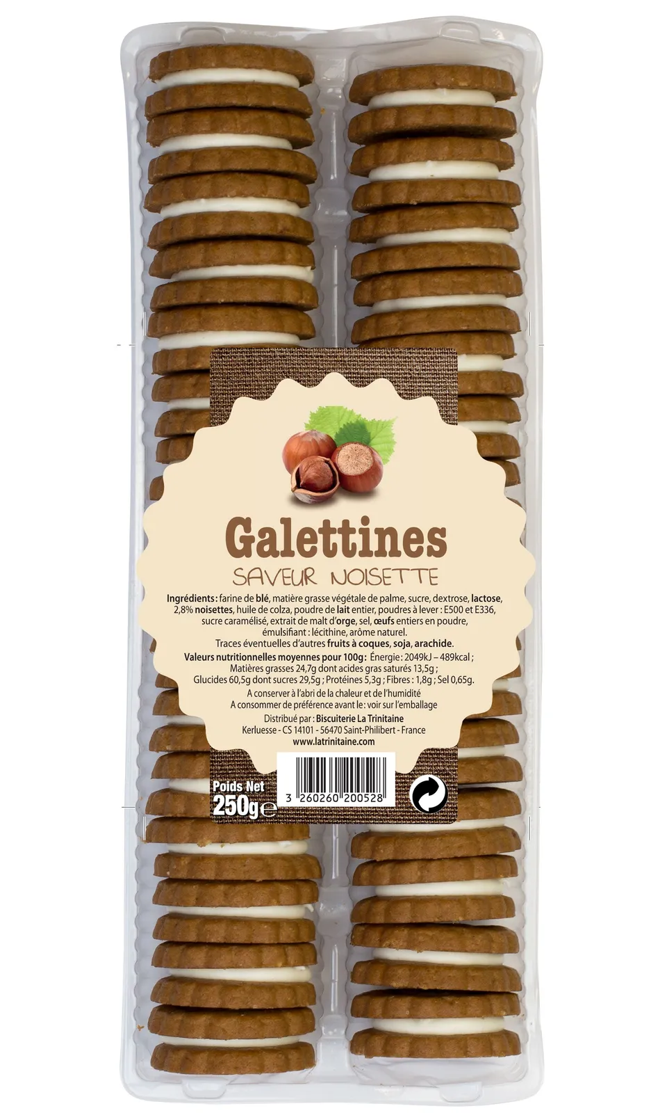 La Trinitaine Galettines Noisettes biscuits fourrés goûter