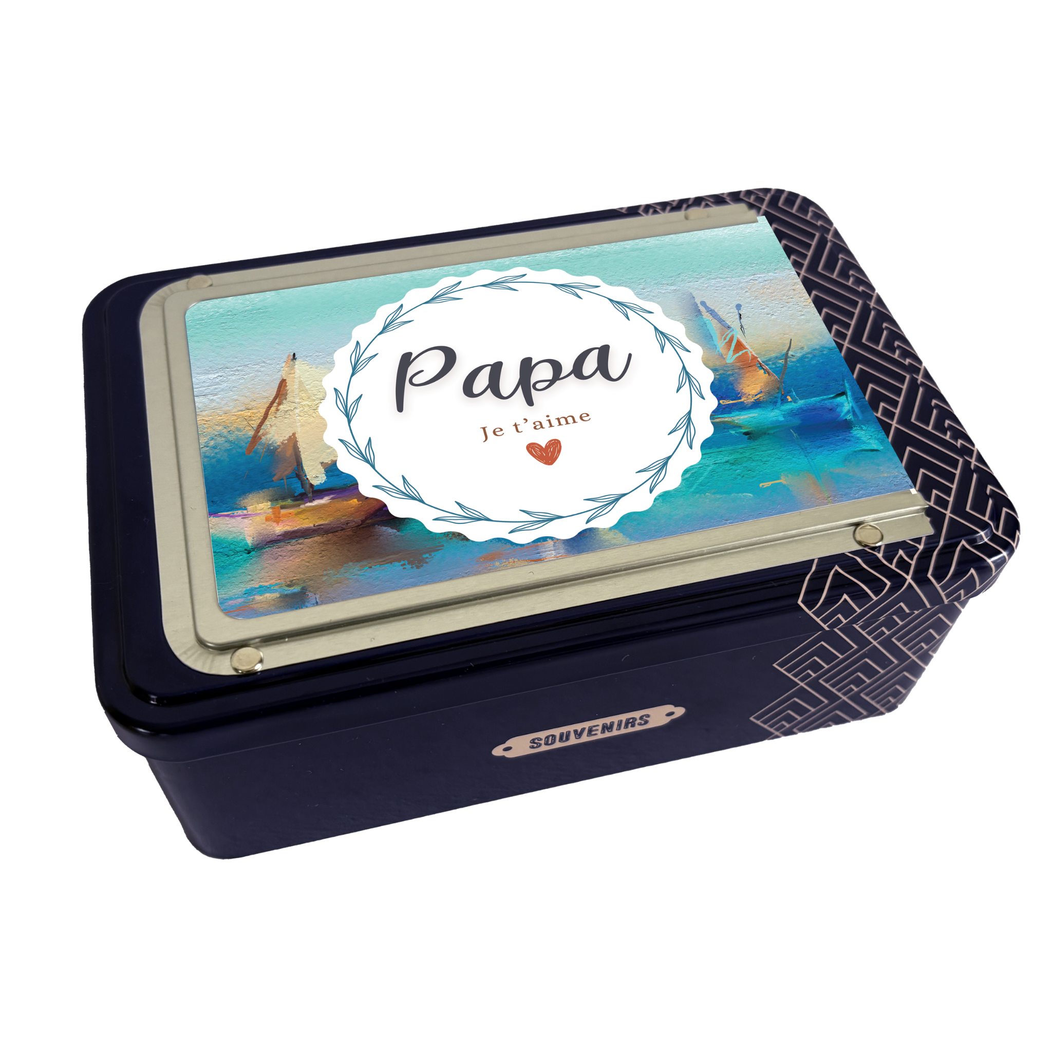 La Trinitaine Boîtes métal coffret cadre photo bleu biscuits bretons
