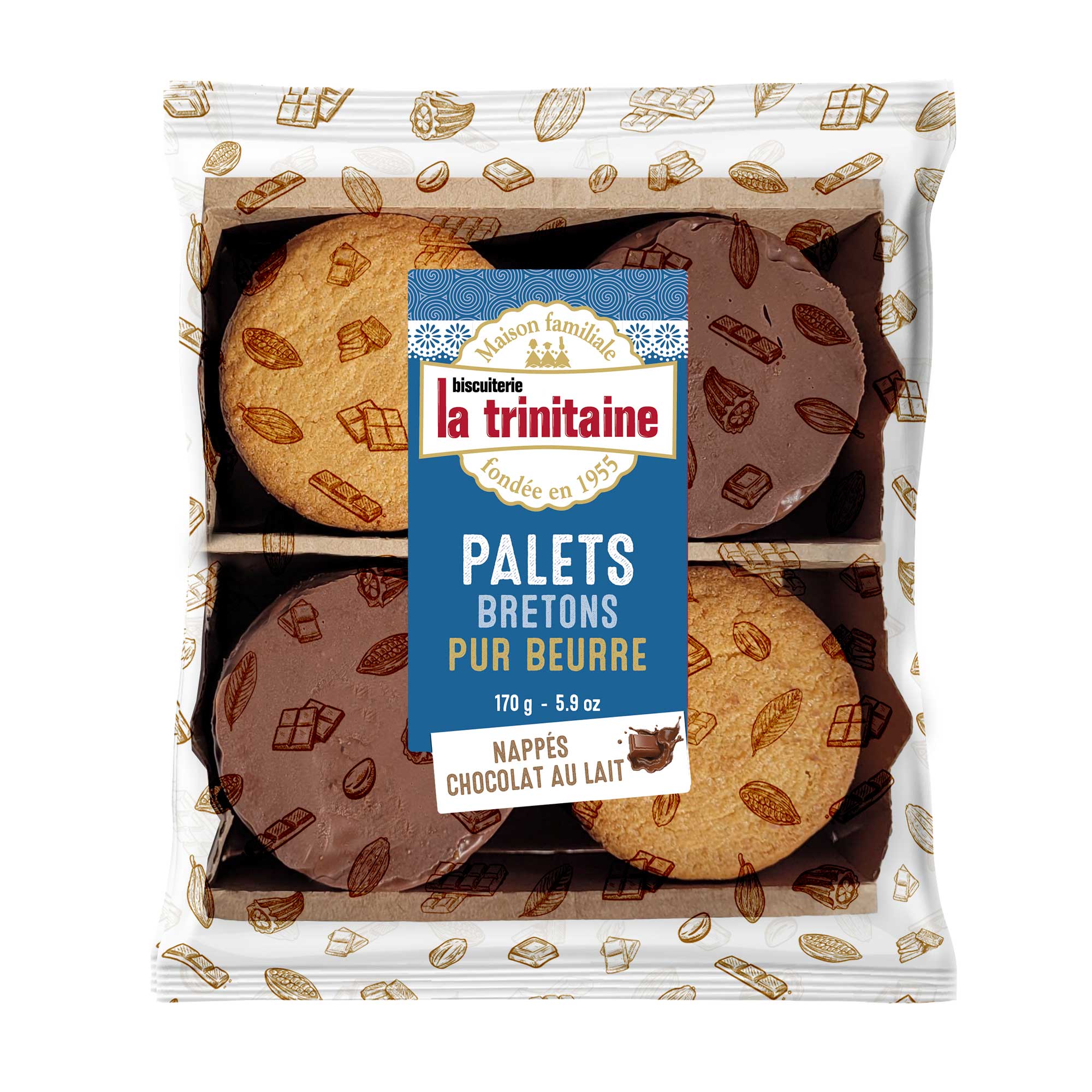 La Trinitaine Palets nappés chocolat au lait biscuit breton