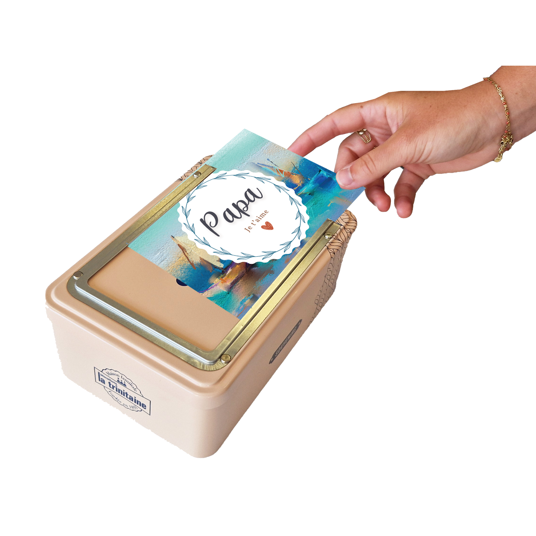 La Trinitaine Coffret cadre photo beige biscuits bretons