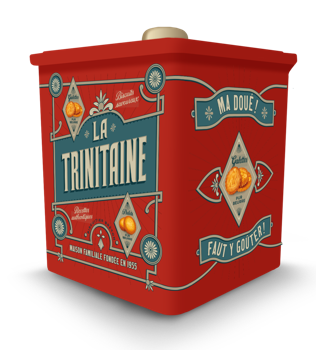 La Trinitaine Seau Carré Vintage Rouge boîte biscuits