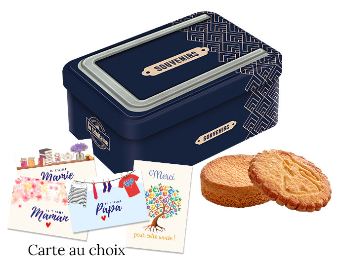 La Trinitaine Boîtes métal coffret cadre photo bleu biscuits bretons